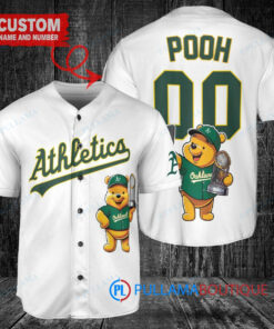 Oakland Athletics x Winnie the Pooh with Trophy Custom Baseball Jersey White