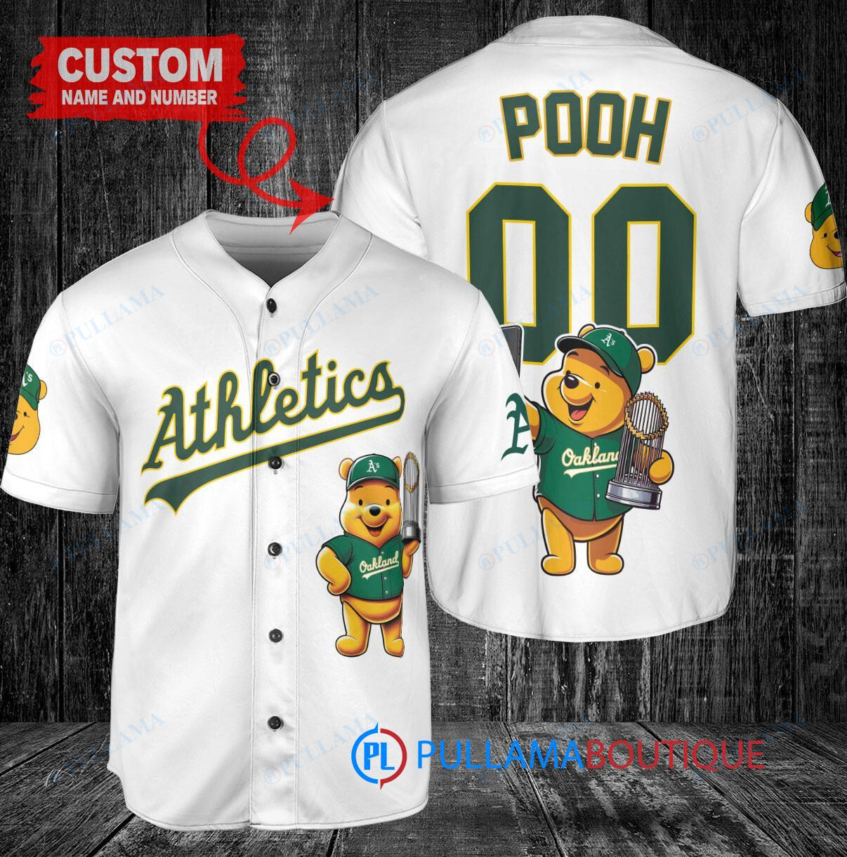 Cincinnati Reds x Winnie the Pooh with Trophy Custom Baseball Jersey White