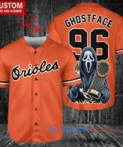 Orioles Ghostface Scream Halloween World Series Trophy Baseball Jersey – Orange