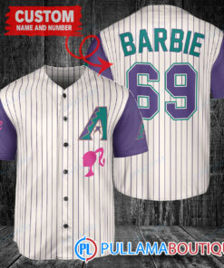 Personalized Arizona Diamondbacks Barbie Baseball Jersey Cream-Purple