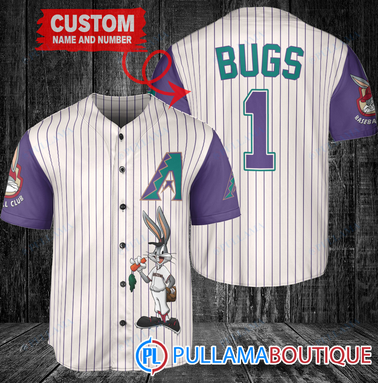 Personalized Detroit Tigers Bugs Bunny Baseball Jersey Gray