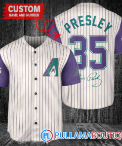 Personalized Arizona Diamondbacks Elvis Presley Baseball Jersey Cream-Purple