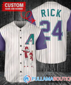 Personalized Arizona Diamondbacks Rick and Morty Baseball Jersey Cream-Purple