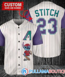 Personalized Arizona Diamondbacks Stitch Baseball Jersey Cream-Purple