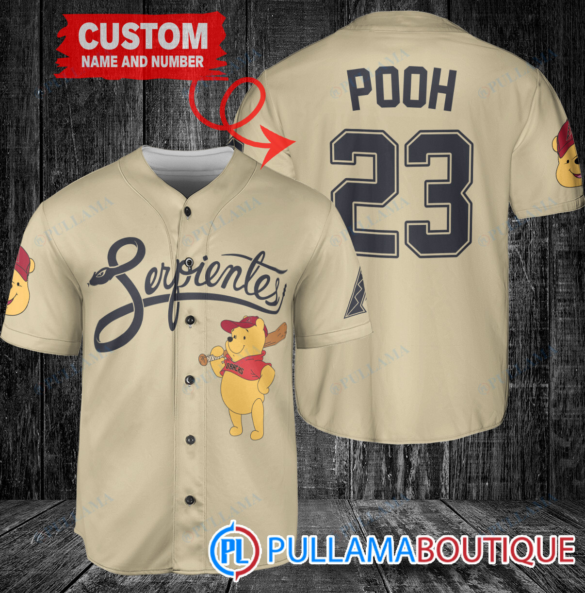 Personalized Chicago Cubs Winnie the Pooh Baseball Jersey Gray