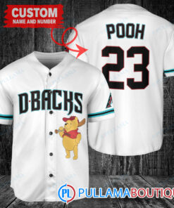 Personalized Arizona Diamondbacks Winnie the Pooh Baseball Jersey White