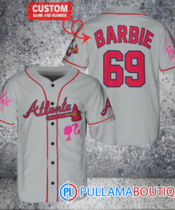 Personalized Atlanta Braves Barbie Baseball Jersey Gray