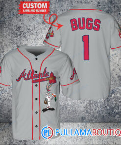 Personalized Atlanta Braves Bugs Bunny Baseball Jersey Gray