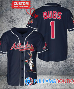 Personalized Atlanta Braves Bugs Bunny Baseball Jersey Navy