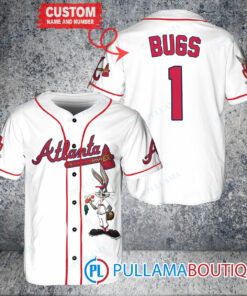 Personalized Atlanta Braves Bugs Bunny Baseball Jersey White