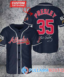 Personalized Atlanta Braves Elvis Presley Baseball Jersey Navy