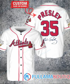 Personalized Atlanta Braves Elvis Presley Baseball Jersey White