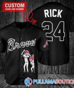 Personalized Atlanta Braves Rick and Morty Baseball Jersey Black