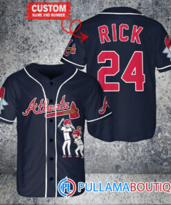 Personalized Atlanta Braves Rick and Morty Baseball Jersey Navy