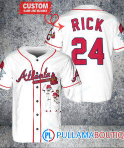 Personalized Atlanta Braves Rick and Morty Baseball Jersey White