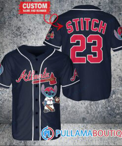 Personalized Atlanta Braves Stitch Baseball Jersey Navy