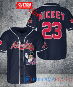 Personalized Atlanta Braves x Mickey Mouse Baseball Jersey