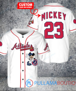 Personalized Atlanta Braves x Mickey Mouse Baseball Jersey