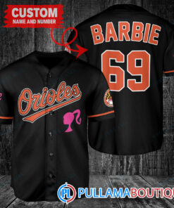 Personalized Baltimore Orioles Barbie Baseball Jersey Black