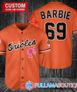 Personalized Baltimore Orioles Barbie Baseball Jersey Orange