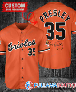 Personalized Baltimore Orioles Elvis Presley Baseball Jersey Orange