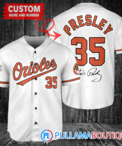 Personalized Baltimore Orioles Elvis Presley Baseball Jersey White