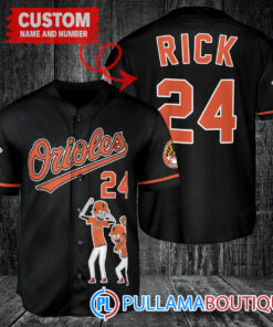 Personalized Baltimore Orioles Rick and Morty Baseball Jersey Black