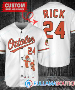 Personalized Baltimore Orioles Rick and Morty Baseball Jersey White