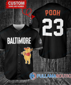 Personalized Baltimore Orioles Winnie the Pooh Baseball Jersey Black City Connect