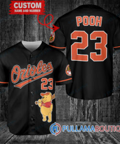 Personalized Baltimore Orioles Winnie the Pooh Baseball Jersey Black