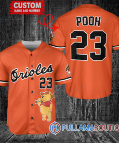 Personalized Baltimore Orioles Winnie the Pooh Baseball Jersey Orange