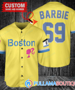 Personalized Boston Red Sox Barbie Baseball Jersey Gold-Light Blue City Connect