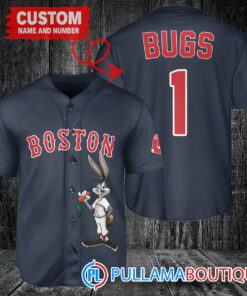 Personalized Boston Red Sox Bugs Bunny Baseball Jersey Navy