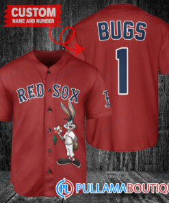 Personalized Boston Red Sox Bugs Bunny Baseball Jersey Red