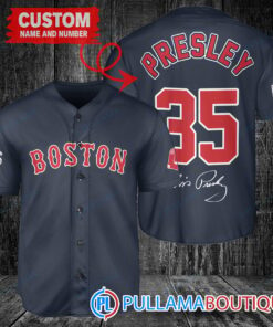 Personalized Boston Red Sox Elvis Presley Baseball Jersey Navy