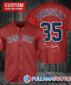 Personalized Boston Red Sox Elvis Presley Baseball Jersey Red