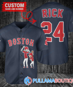 Personalized Boston Red Sox Rick and Morty Baseball Jersey Navy