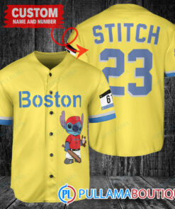 Personalized Boston Red Sox Stitch Baseball Jersey Gold-Light Blue City Connect