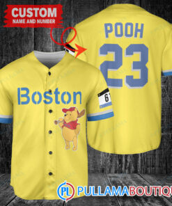 Personalized Boston Red Sox Winnie the Pooh Baseball Jersey Gold-Light Blue City Connect