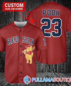 Personalized Boston Red Sox Winnie the Pooh Baseball Jersey Red