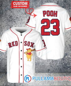 Personalized Boston Red Sox Winnie the Pooh Baseball Jersey White