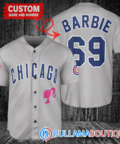 Personalized Chicago Cubs Barbie Baseball Jersey Gray