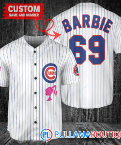 Personalized Chicago Cubs Barbie Baseball Jersey White