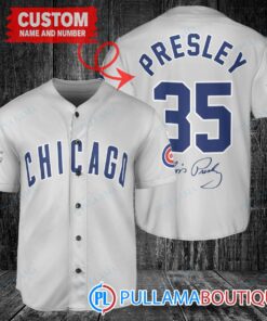 Personalized Chicago Cubs Elvis Presley Baseball Jersey Gray