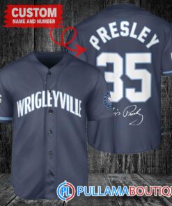 Personalized Chicago Cubs Elvis Presley Baseball Jersey Navy