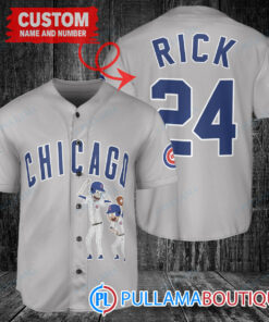 Personalized Chicago Cubs Rick and Morty Baseball Jersey Gray