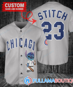 Personalized Chicago Cubs Stitch Baseball Jersey Gray