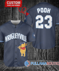 Personalized Chicago Cubs Winnie the Pooh Baseball Jersey Navy