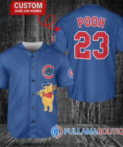 Personalized Chicago Cubs Winnie the Pooh Baseball Jersey Royal