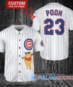 Personalized Chicago Cubs Winnie the Pooh Baseball Jersey White